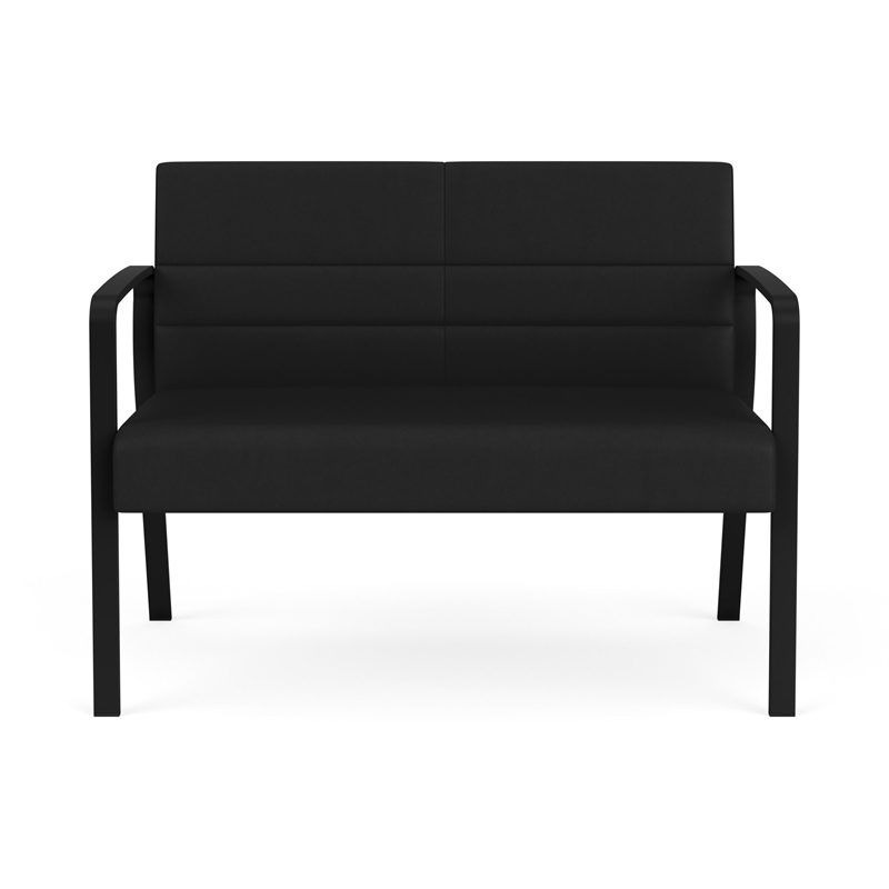 Waterfall Reception Waiting Room Healthcare Loveseat / Black Steel / Black