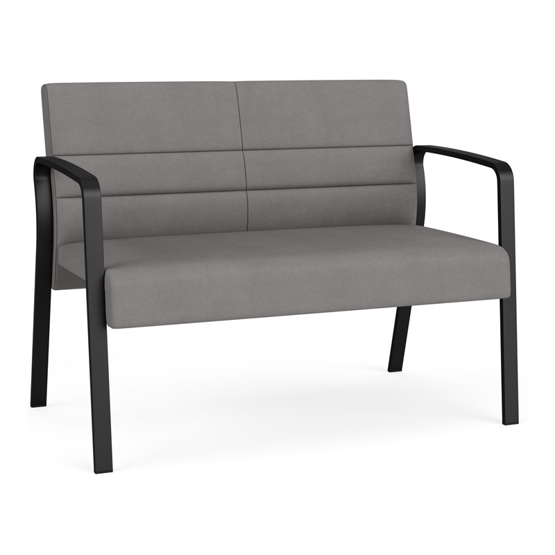 Waterfall Reception Waiting Room Healthcare Loveseat / Black Steel / Light Gray