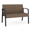 Waterfall Reception Waiting Room Healthcare Loveseat / Black Steel / Brown