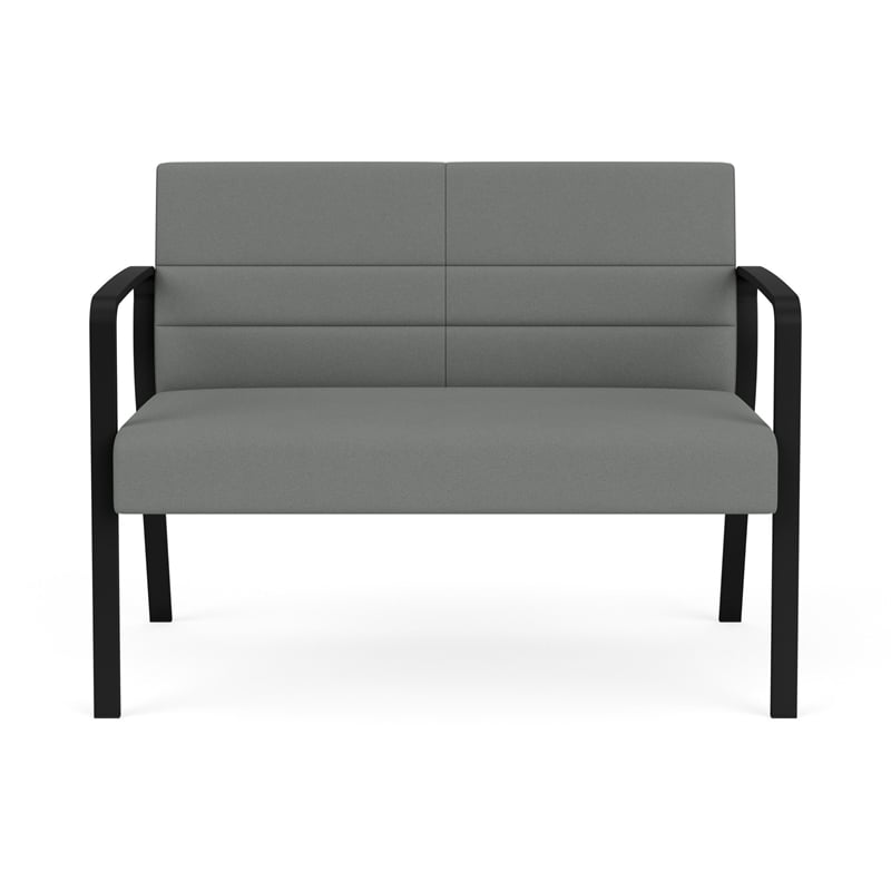 Waterfall Reception Waiting Room Healthcare Loveseat / Black Steel / Light Gray