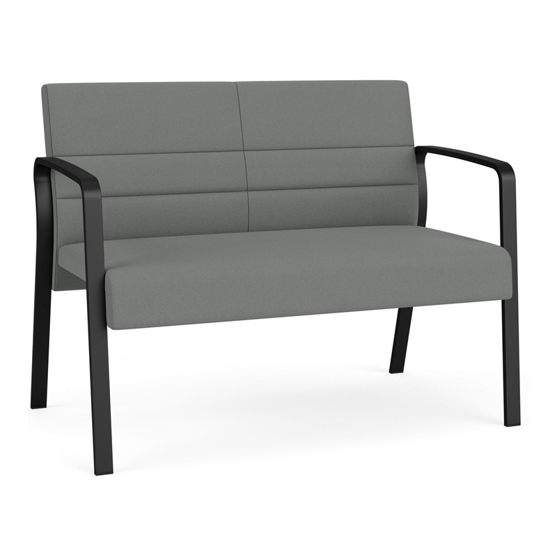 Waterfall Reception Waiting Room Healthcare Loveseat / Black Steel / Light Gray