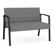 Waterfall Reception Waiting Room Healthcare Loveseat / Black Steel / Light Gray