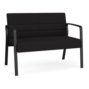 Waterfall Reception Waiting Room Healthcare Loveseat / Black Steel / Black
