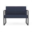 Waterfall Reception Waiting Sled Base Loveseat / Charcoal Steel / Blue