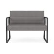 Waterfall Reception Waiting Sled Base Loveseat / Charcoal Steel / Light Gray
