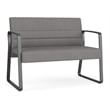 Waterfall Reception Waiting Sled Base Loveseat / Charcoal Steel / Light Gray
