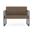 Waterfall Reception Waiting Sled Base Loveseat / Charcoal Steel / Brown