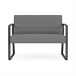 Waterfall Reception Waiting Sled Base Loveseat / Charcoal Steel / Light Gray