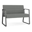 Waterfall Reception Waiting Sled Base Loveseat / Charcoal Steel / Light Gray