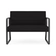 Waterfall Reception Waiting Sled Base Loveseat / Charcoal Steel / Black