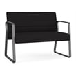 Waterfall Reception Waiting Sled Base Loveseat / Charcoal Steel / Black