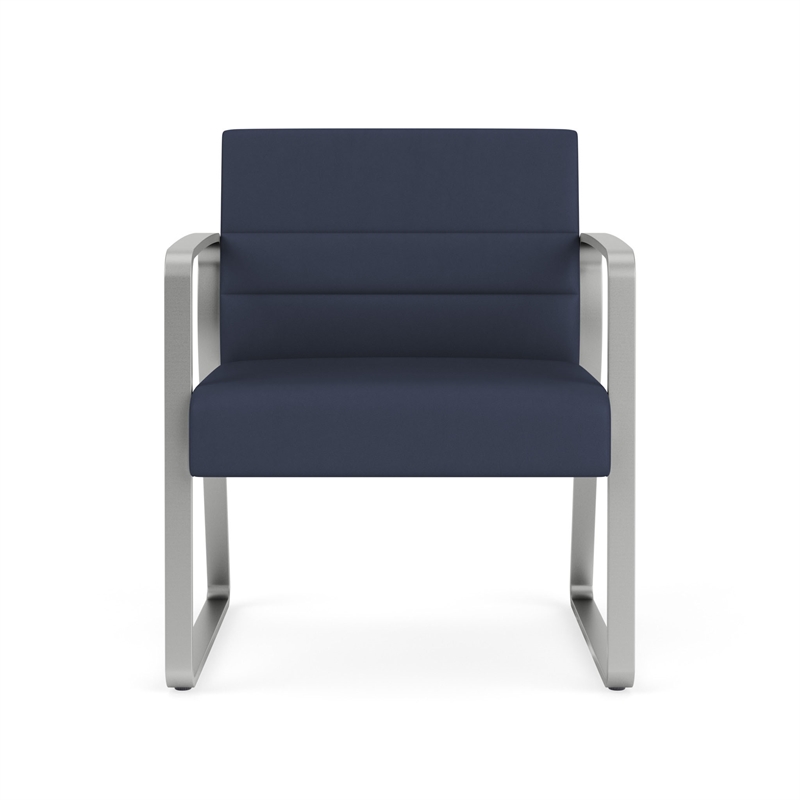 Waterfall Reception Waiting Oversize Guest Chair / Silver Steel / Blue