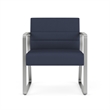 Waterfall Reception Waiting Oversize Guest Chair / Silver Steel / Blue