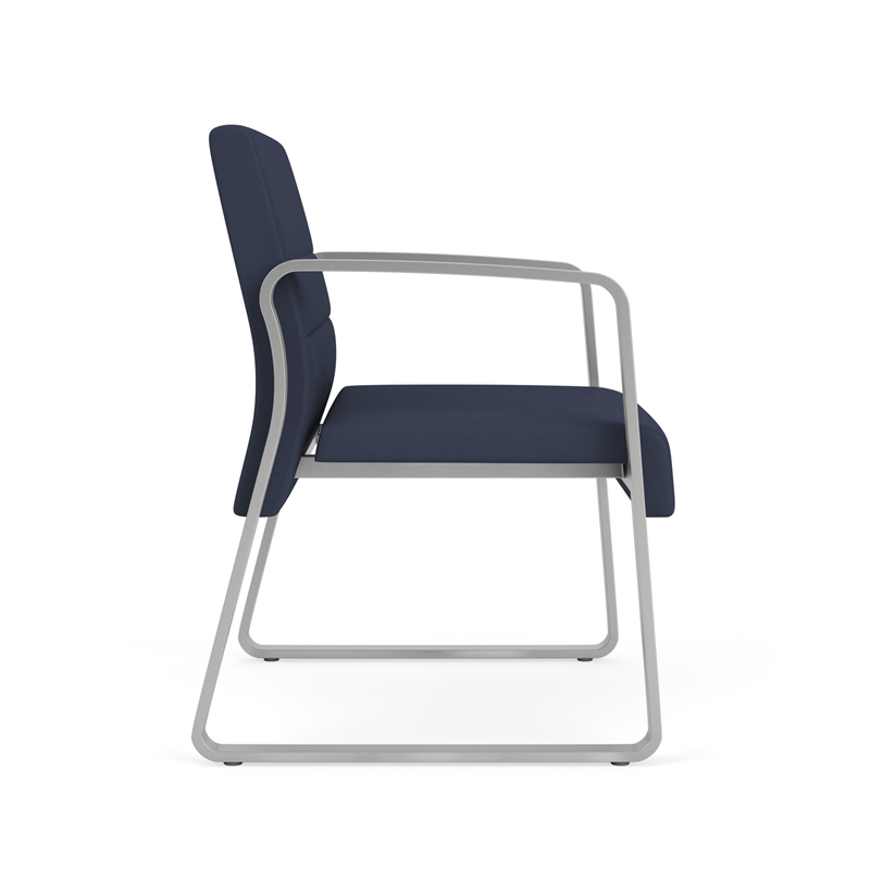 Waterfall Reception Waiting Oversize Guest Chair / Silver Steel / Blue