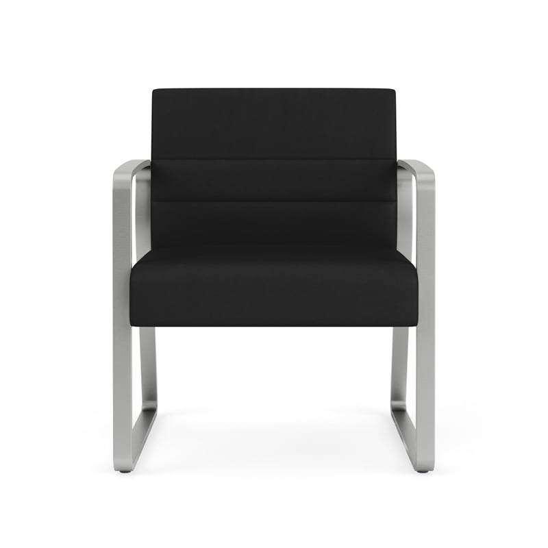 Waterfall Reception Waiting Oversize Guest Chair / Silver Steel / Black