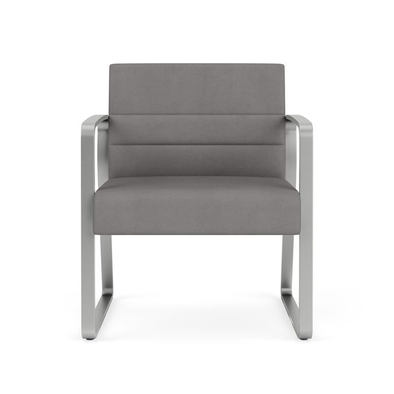 Waterfall Reception Waiting Oversize Guest Chair / Silver Steel / Light Gray