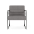 Waterfall Reception Waiting Oversize Guest Chair / Silver Steel / Light Gray
