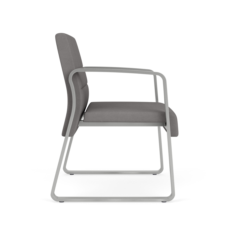 Waterfall Reception Waiting Oversize Guest Chair / Silver Steel / Light Gray