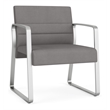 Waterfall Reception Waiting Oversize Guest Chair / Silver Steel / Light Gray