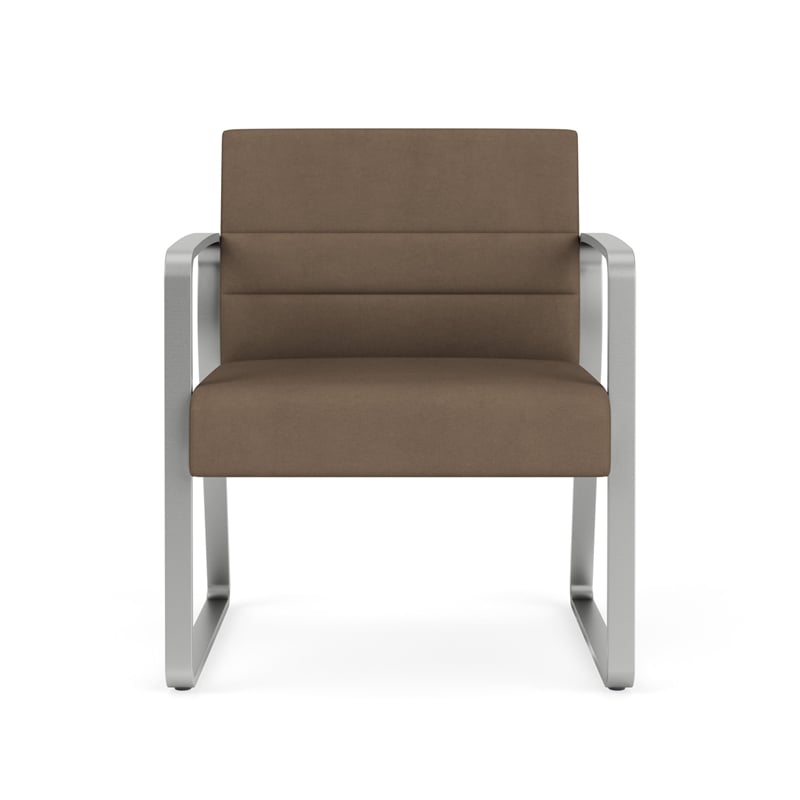 Waterfall Reception Waiting Oversize Guest Chair / Silver Steel / Brown