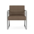 Waterfall Reception Waiting Oversize Guest Chair / Silver Steel / Brown