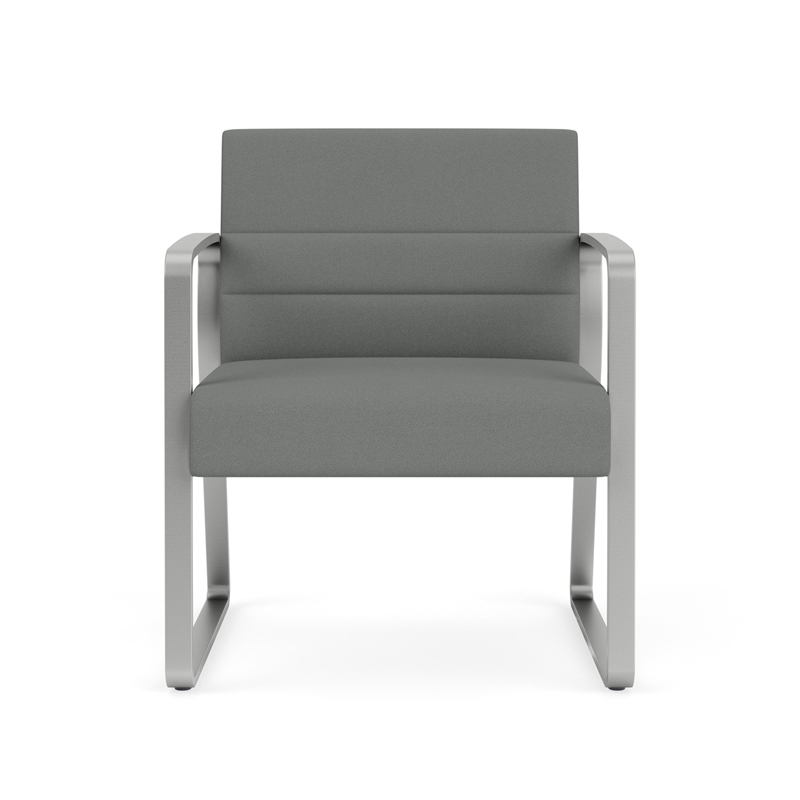 Waterfall Reception Sled Base Oversize Guest Chair / Silver Steel / Light Gray