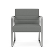 Waterfall Reception Sled Base Oversize Guest Chair / Silver Steel / Light Gray
