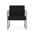 Waterfall Reception Sled Base Oversize Guest Chair / Silver Steel / Black