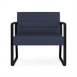 Waterfall Reception Waiting Sled Base Bariatic Chair / Black Steel / Blue
