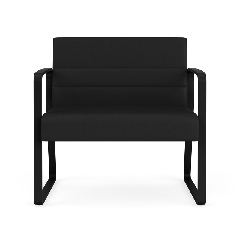 Waterfall Reception Waiting Sled Base Bariatic Chair / Black Steel / Black