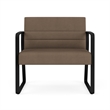 Waterfall Reception Waiting Sled Base Bariatic Chair / Black Steel / Brown