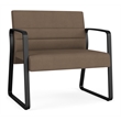 Waterfall Reception Waiting Sled Base Bariatic Chair / Black Steel / Brown