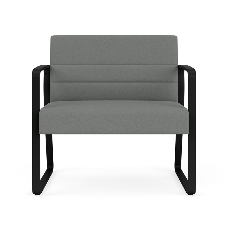 Waterfall Reception Waiting Sled Base Bariatic Chair / Black Steel / Light Gray