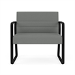 Waterfall Reception Waiting Sled Base Bariatic Chair / Black Steel / Light Gray