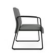 Waterfall Reception Waiting Sled Base Bariatic Chair / Black Steel / Light Gray