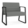 Waterfall Reception Waiting Sled Base Bariatic Chair / Black Steel / Light Gray