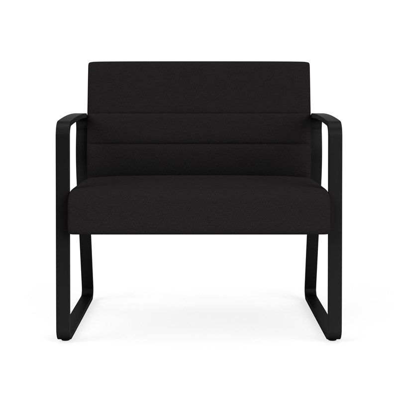 Waterfall Reception Waiting Sled Base Bariatic Chair / Black Steel / Black