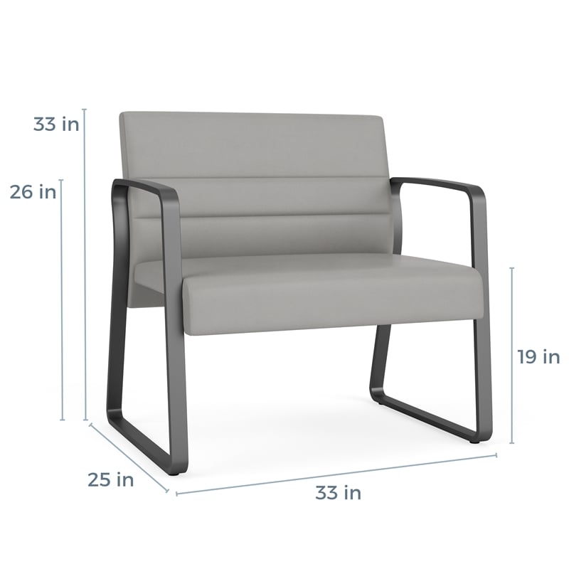 Waterfall Reception Waiting Sled Base Bariatic Chair / Black Steel / Black