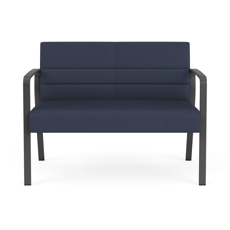 Waterfall Reception Waiting Room Healthcare Loveseat / Charcoal Steel / Blue