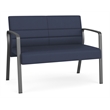 Waterfall Reception Waiting Room Healthcare Loveseat / Charcoal Steel / Blue