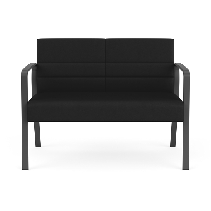 Waterfall Reception Waiting Room Healthcare Loveseat / Charcoal Steel / Black