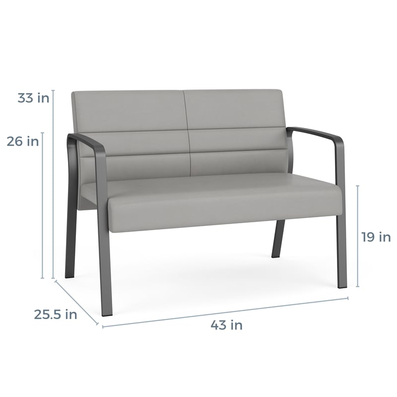 Waterfall Reception Waiting Room Healthcare Loveseat / Charcoal Steel / Black