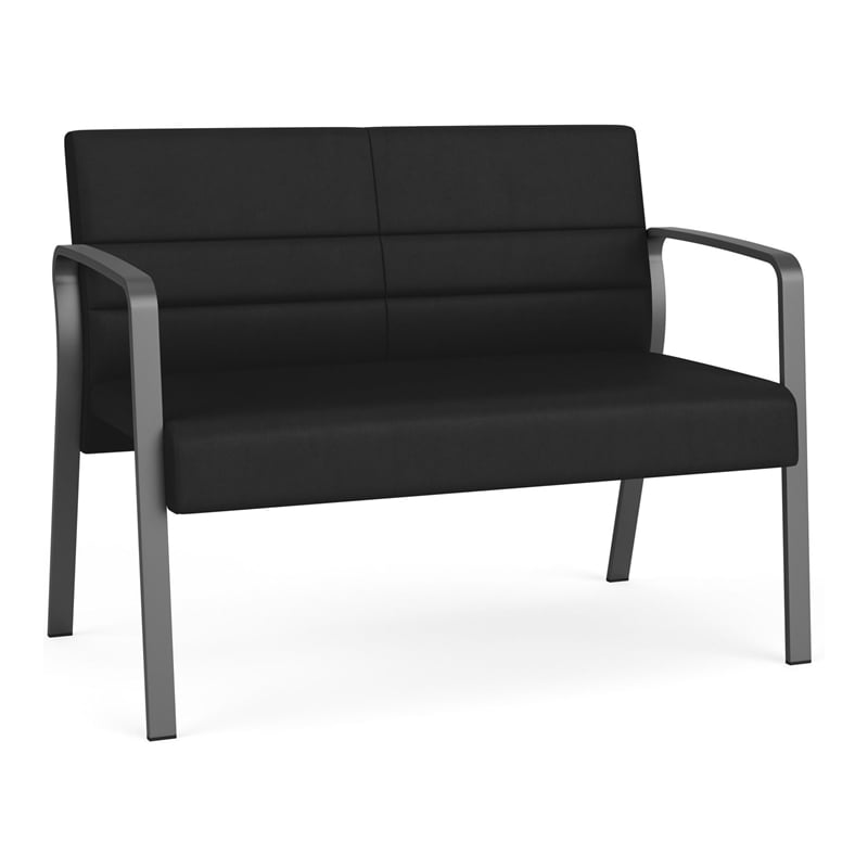 Waterfall Reception Waiting Room Healthcare Loveseat / Charcoal Steel / Black