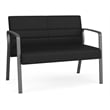 Waterfall Reception Waiting Room Healthcare Loveseat / Charcoal Steel / Black