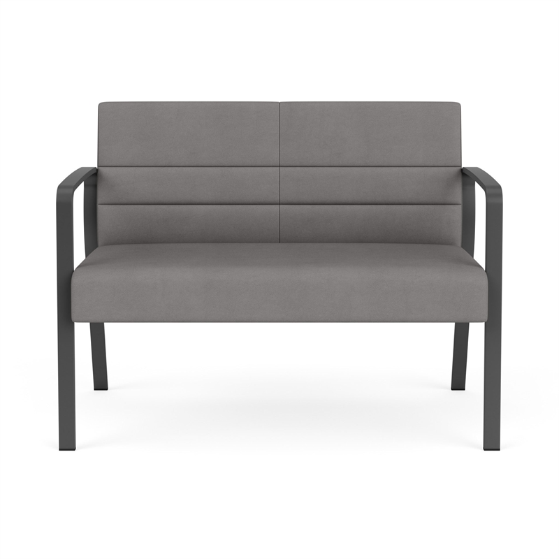 Waterfall Reception Waiting Room Loveseat / Charcoal Steel / Light Gray