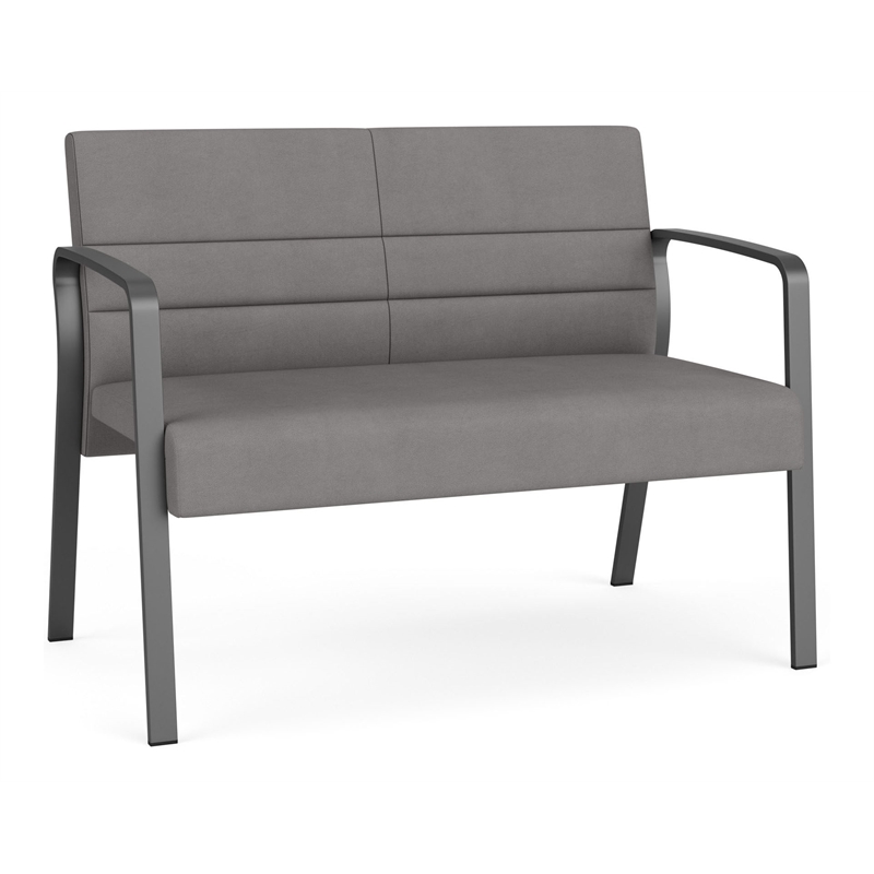 Waterfall Reception Waiting Room Loveseat / Charcoal Steel / Light Gray