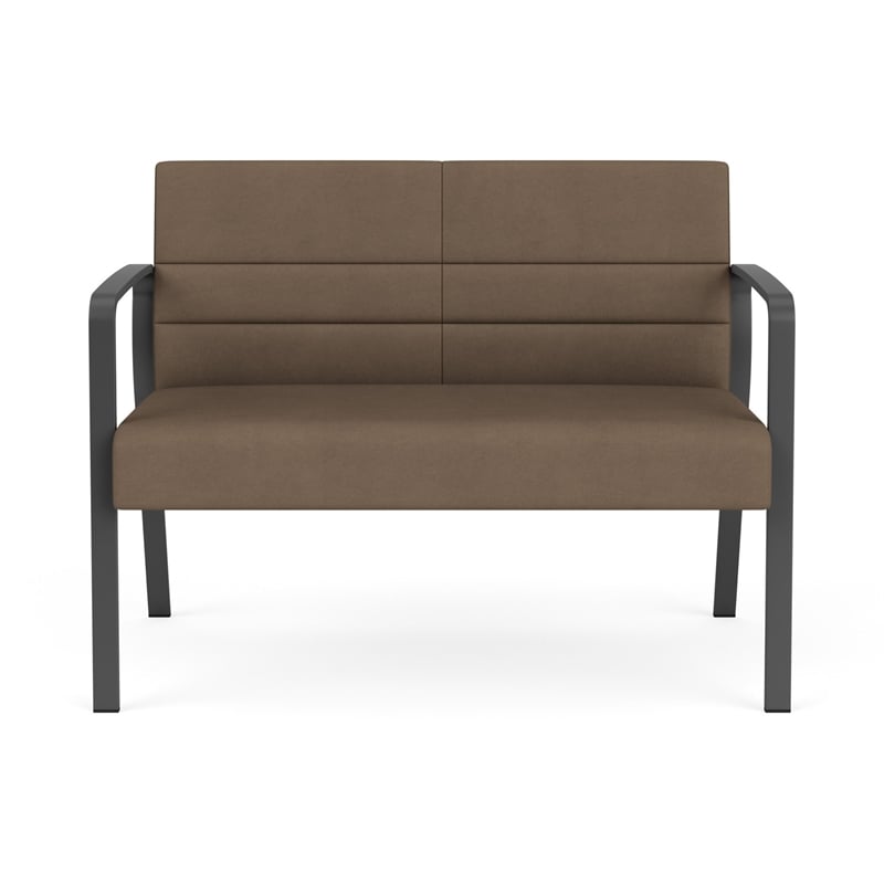 Waterfall Reception Waiting Room Healthcare Loveseat / Charcoal Steel / Brown