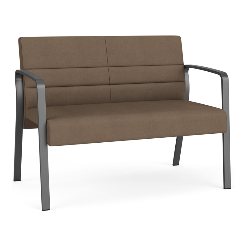 Waterfall Reception Waiting Room Healthcare Loveseat / Charcoal Steel / Brown