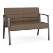 Waterfall Reception Waiting Room Healthcare Loveseat / Charcoal Steel / Brown
