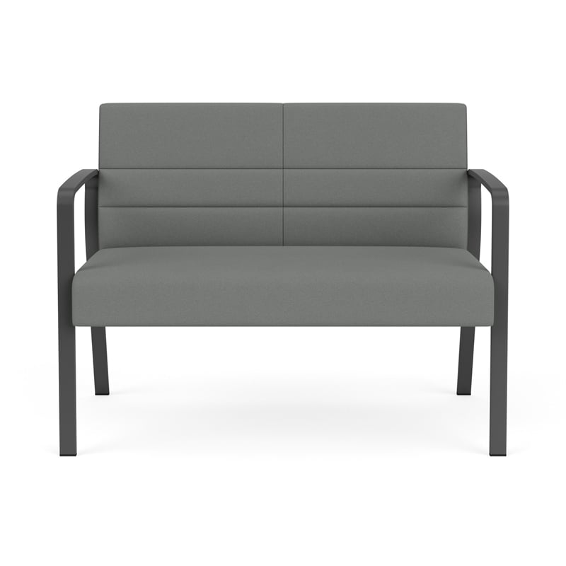 Waterfall Reception Waiting Room Loveseat / Charcoal Steel / Light Gray